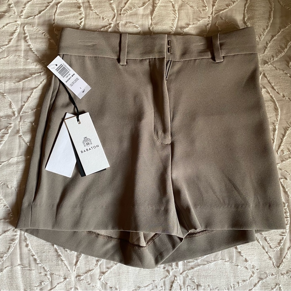 Aritzia Babaton High Waist Tan Shorts